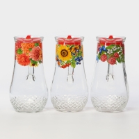 Кувшин стеклянный с крышкой, 1,2 л, рисунок МИКС