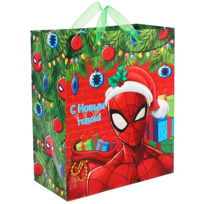 Пакет подарочный "С Новым годом!", 23х27х11.5 см, упаковка, Человек-паук