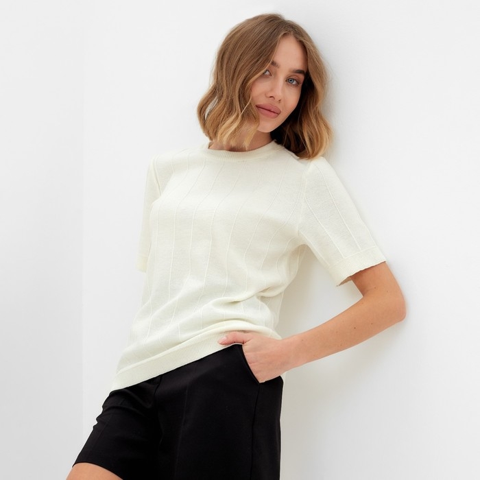 Футболка женская MINAKU: Casual Collection, цвет экрю, размер 42