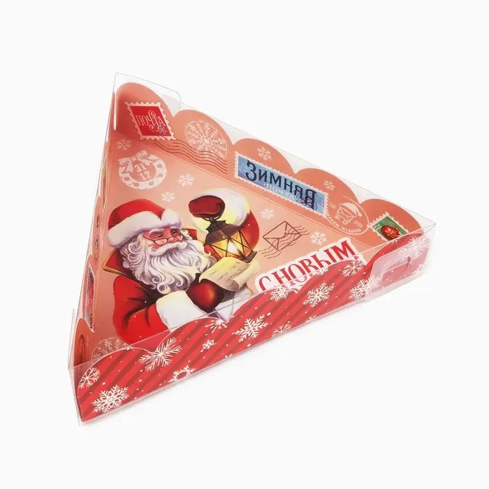 Коробка для кондитерских изделий с пластиковой крышкой &laquo;Зимняя почта&raquo;, 18 х 4 см