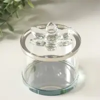 Шкатулка стекло с металлическим ободком "Лотос" серебро 8,2х8,2х8,5 см