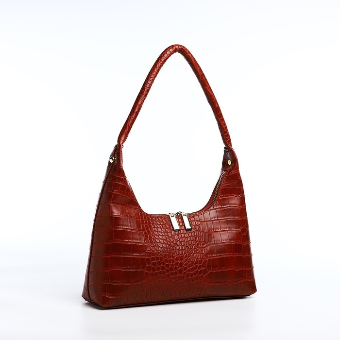 Сумка-багет на молнии, цвет бордовый