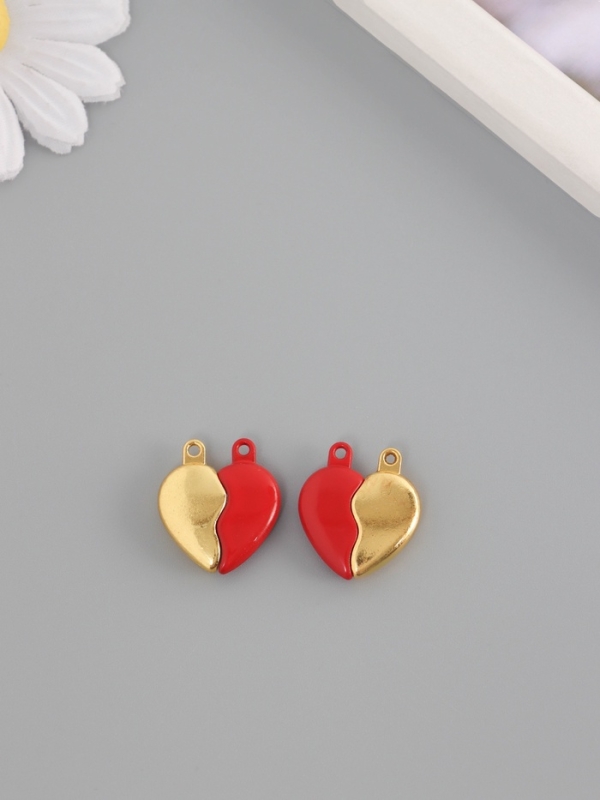 Замок магнитный металл "Вторая половинка, сердце" набор 2 шт красно-золотой 2,6х2,2 см