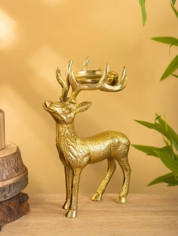 Подсвечник "Сохатый" 15,5х9х22,5 см, алюминий, золотой