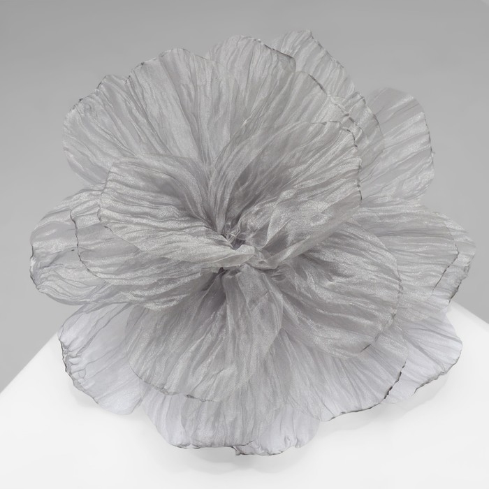 Брошь текстильная &laquo;Цветок&raquo; объемный, невесомый, цвет серый