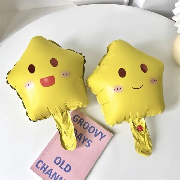 Воздушный шар фольгированный 10" &laquo;Звезда смайл&raquo;, для палочки, МИКС