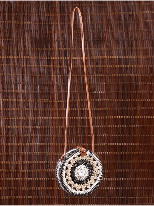 Сумка плетеная ротанг Сумка плетеная ротанг "Мандала" чёрно-белый, 20х6х70 см