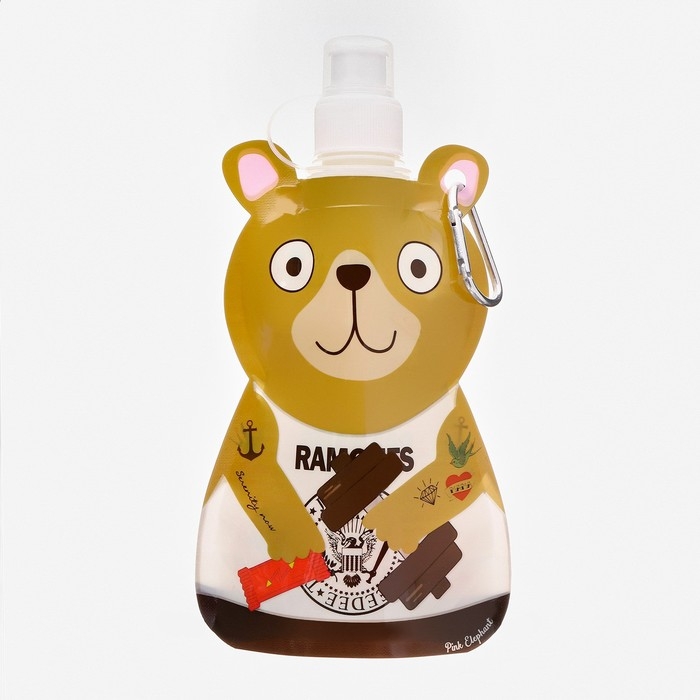 Фляжка для воды, 280 мл, "Мишка", на карабине, 22 х 12 см