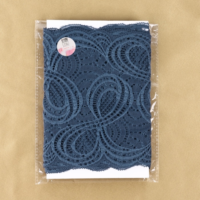 Кружевная эластичная ткань, 180 мм &times; 2,7 &plusmn; 0,5 м, цвет синий