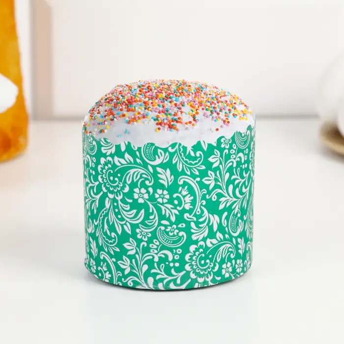 Форма бумажная для кекса, маффинов и кулича &laquo;Флора зелёная&raquo;, 70&times;60 мм