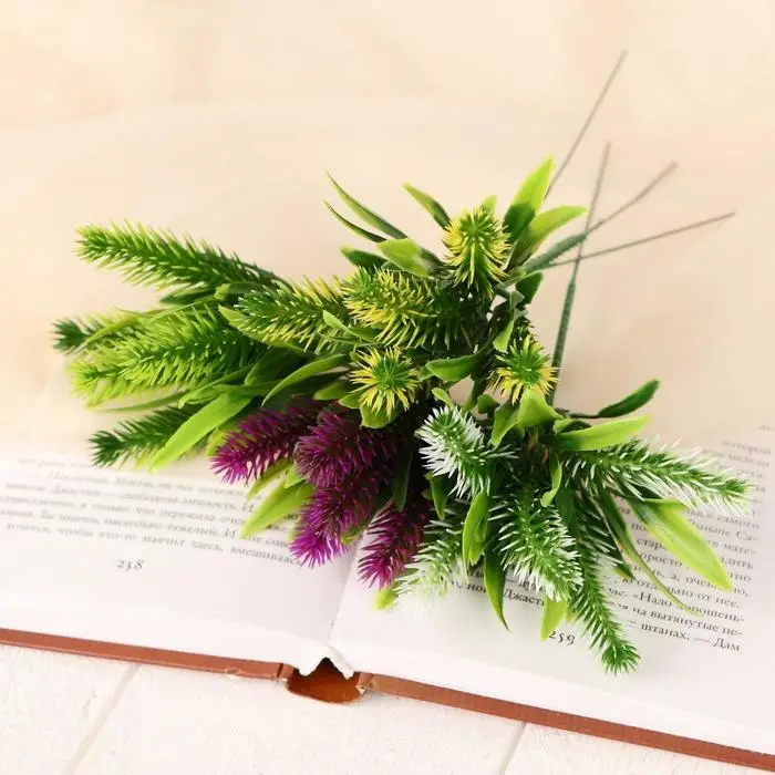 Букет искусственный &laquo;Веточки пушистые и листья&raquo;, 17 см, МИКС