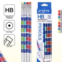 Карандаш чернографитный НВ с ластиком, Таблица умножения, корпус круглый МИКС