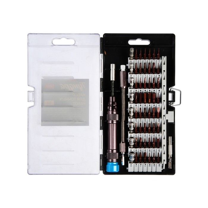 Набор для точных работ ТУНДРА ПРОФИ, сталь S2, телескоп. рукоятка, в кейсе, 59 предметов