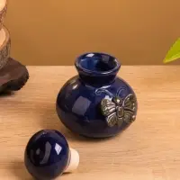 Сосуд для масла "Бабочка" керамика, цв. синий, 8х8х10 см