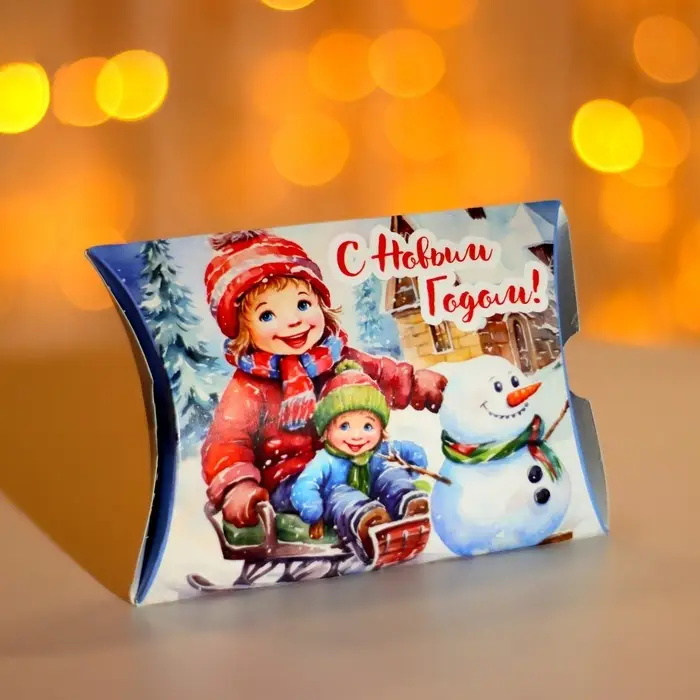 Коробка подарочная новогодняя складная &laquo;На санях&raquo; 11&times;8&times;2 см