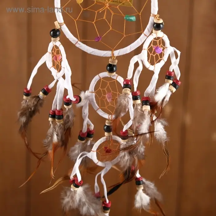 Ловец снов "Пять колец" белый 14х0,5х40 см