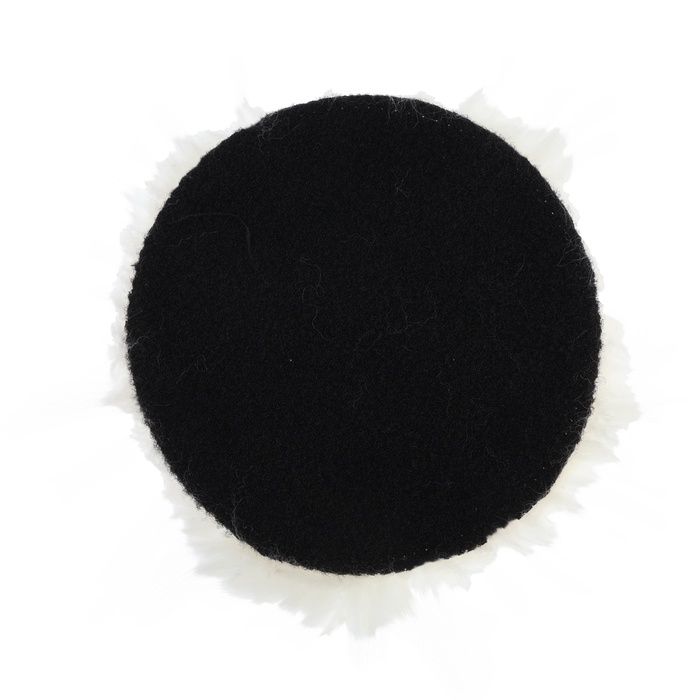 Круг полировальный под липучку ТУНДРА, натуральный мех, 150 мм