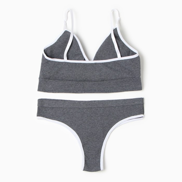 Комплект женский (топ, трусы) цвет темно-серый, размер 44-46 Комплект женский (топ, трусы) цвет темно-серый, размер 44-46