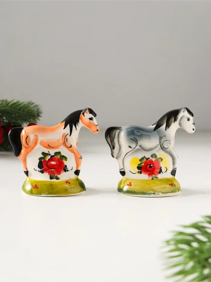 Сувенир Лошадь Зорька, 7х7х3,5 см, гжель,цвет