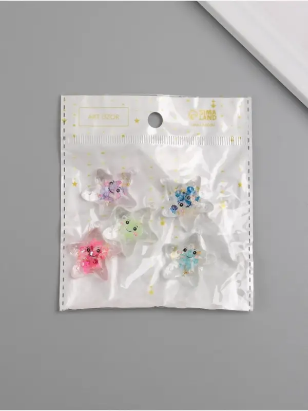 Подвеска для творчества акрил "Улыбчивая звёздочка" светится в темноте МИКС 3х2,7х1 см