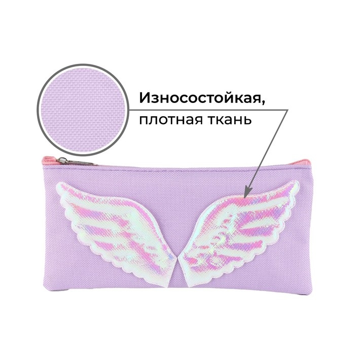 Пенал школьный текстильный &laquo;С крыльями&raquo;, 21&times;10 см