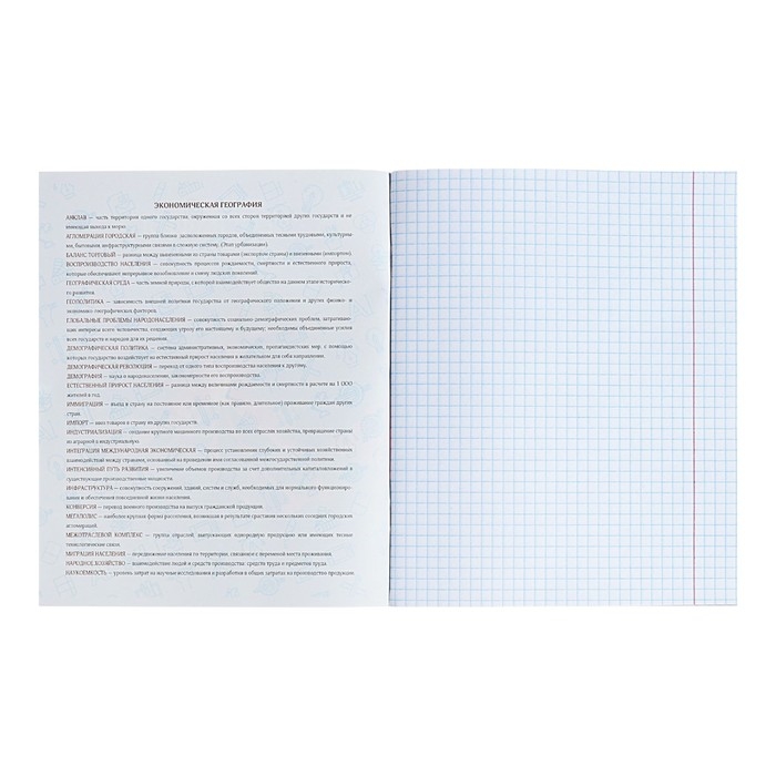 Тетрадь предметная Calligrata TOP "Школьный стиль", 48 листов в клетку География, со справочным материалом, пластиковая обложка, блок офсет