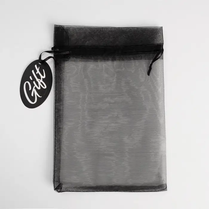 Мешочек подарочный органза черный &laquo;Подарок&raquo;, с шильдиком, 16 х 24 см +/- 1.5 см