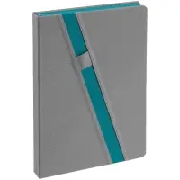 Ежедневник Rubikon на заказ, недатированный серо-бирюзовый