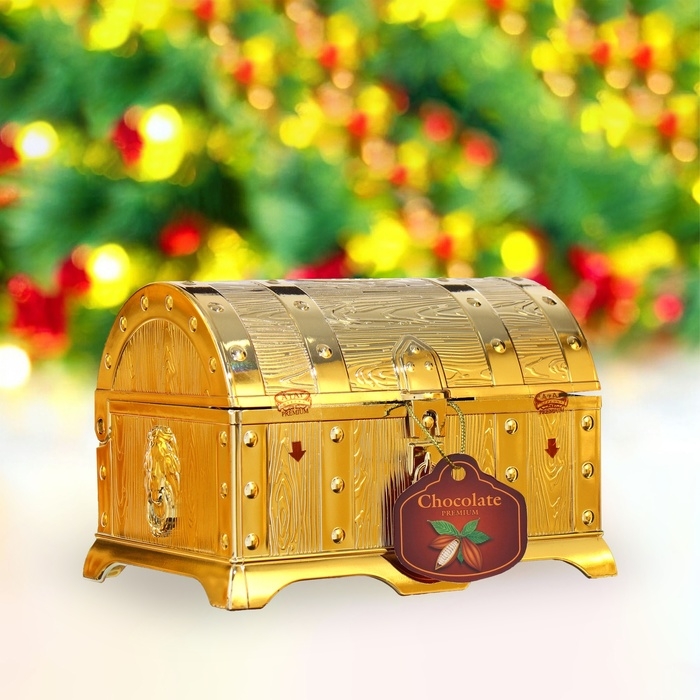 Конфеты шоколадные "Стать богатым", в сундуке, 140 г, Новый год