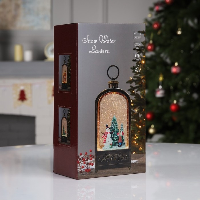 Светодиодная фигура «Фонарь со снеговиком» 10.2 × 23 × 5.8 см, пластик, батарейки ААх3 (не в комплекте), USB, свечение тёплое белое Светодиодная фигура «Фонарь со снеговиком» 10.2 × 23 × 5.8 см, пластик, батарейки ААх3 (не в комплекте), USB, свечение тёплое белое