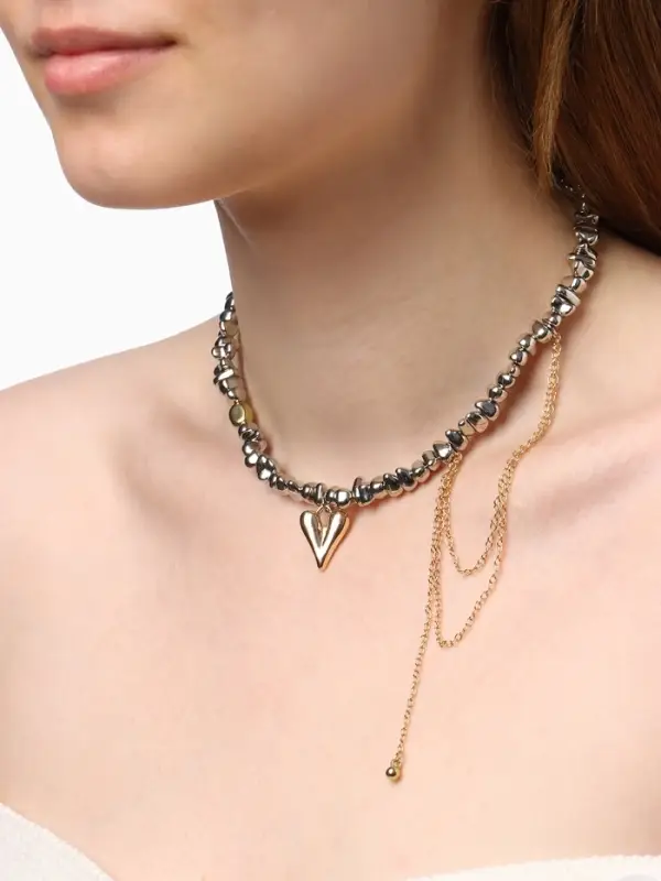 Колье "Сердце" водопад, цветной