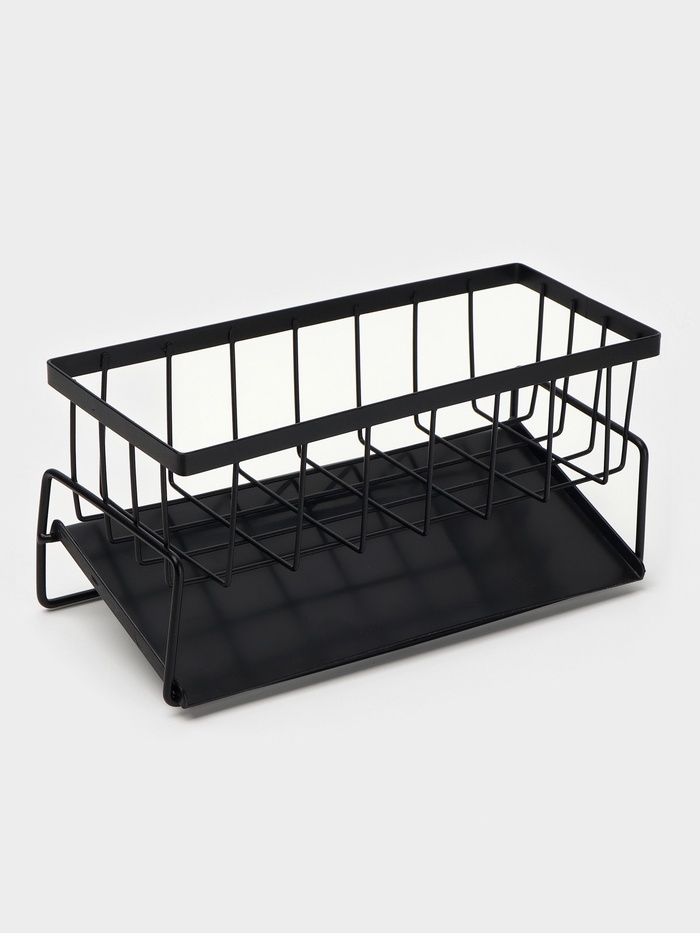 Подставка для мыла и губки со сливом, цвет черный