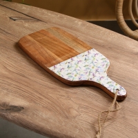 Доска разделочная прямоугольная "Оттенки сирени" дерево манго 41х18 см