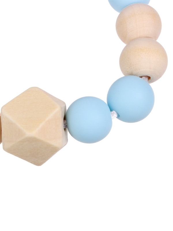 Держатель для пустышки деревянный, цвет бежевый/голубой, Mum&Baby