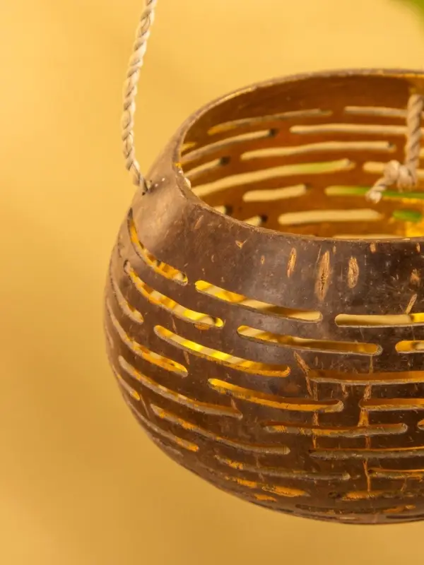 Подсвечник подвесной из кокоса, 8-12 см, коричневый