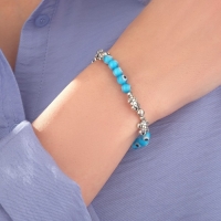 Браслет оберег &laquo;Глазик&raquo; черепашки, цвет голубой в серебре, 6 см