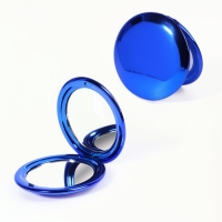 Зеркало склад круг (2) с/увел d6.5см МЕТАЛЛИК пластик синий пакет QF