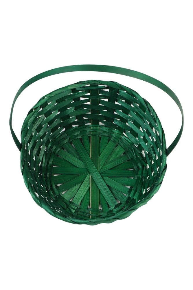 Корзина плетёная, 20&times;20&times;9 см, ручка h=25 см, бамбук, зелёная
