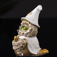 Фигура "Сова на метле" 10х7х6 см, бежевый