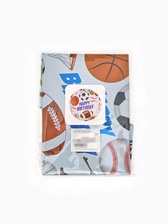 Воздушные шары фольгированные 17" круг "С днем рождения, спорт" набор 5 штук