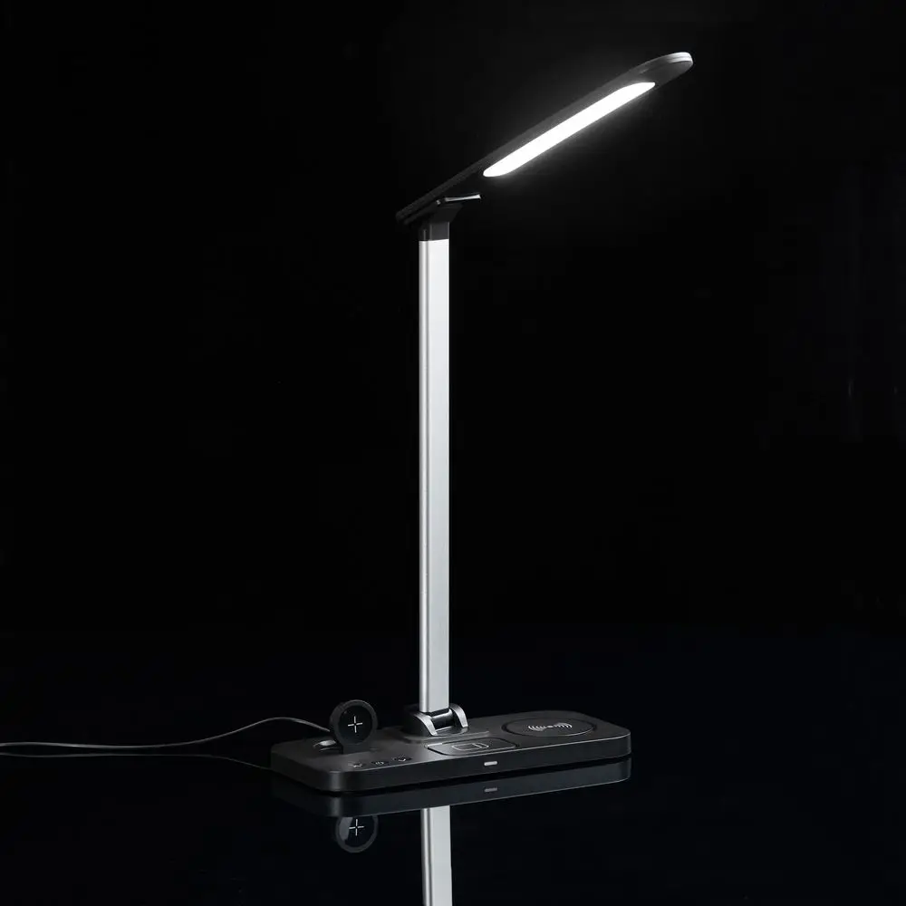 Настольная лампа с беспроводной зарядкой Power Light, черная