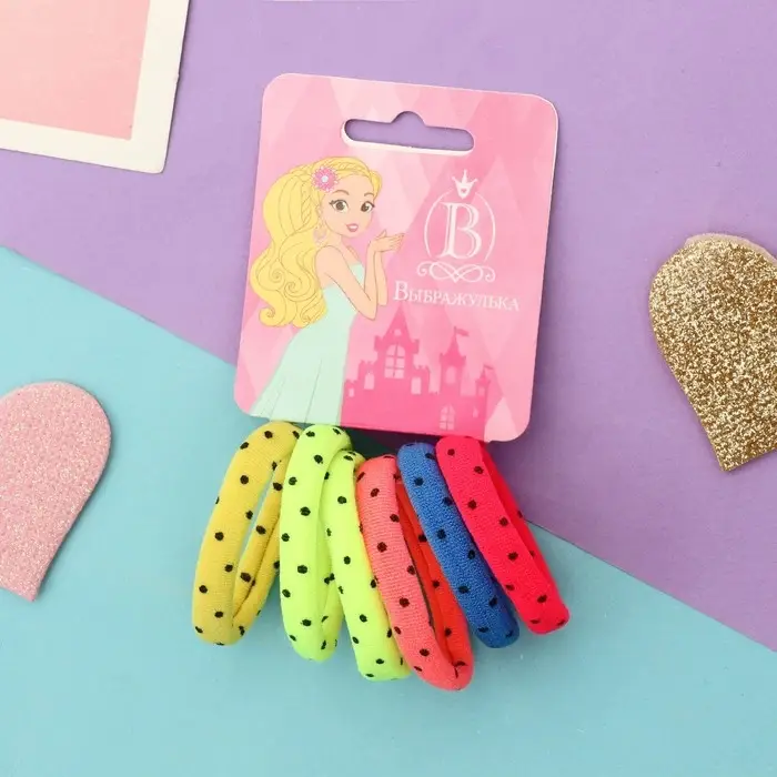 Резинки для волос &laquo;Спорт стиль&raquo;, набор 6 шт., горох, 4 см