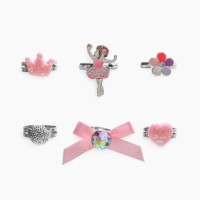 Кольца детские "Выбражулька" набор 6шт,балерина ассорти форма, цвет МИКС, б-р Кольца детские "Выбражулька" набор 6шт,балерина ассорти форма, цвет МИКС, б-р