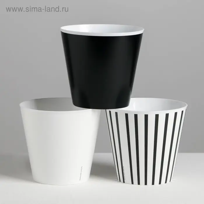 Набор кашпо для цветов 3 в 1 &laquo;Beautiful&raquo;, тиснение, 0,8 л, 11 х 12 см