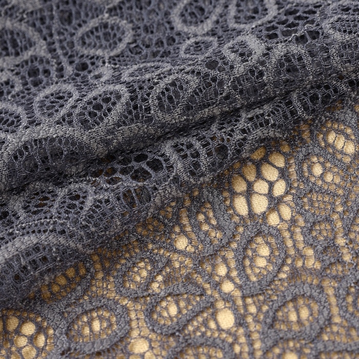 Кружевная эластичная ткань, 190 мм &times; 2,7 &plusmn; 0,5 м, цвет графитовый