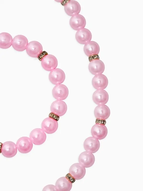 Набор детский &laquo;Выбражулька&raquo; 2 предмета: бусы, браслет, жемчуг стразы, цвет нежно-розовый