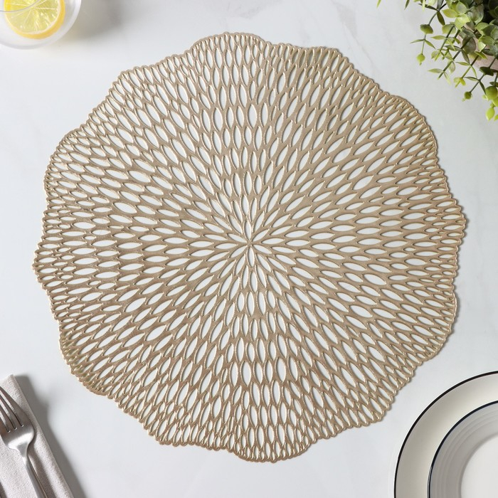 Салфетки сервировочные на стол Доляна &laquo;Мэри&raquo;, d=38 см, 4 шт, цвет золотой