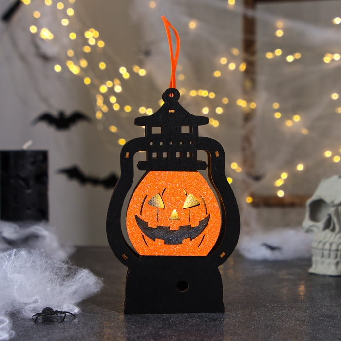 Декор с подсветкой «Фонарь с тыквой», 3 × 10,5 × 17,5 см Декор с подсветкой «Фонарь с тыквой», 3 × 10,5 × 17,5 см