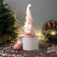 Мягкая игрушка "Дед Мороз с полосатыми длинными ножками" 47х19 см, бело-розовый