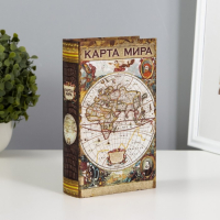Шкатулка-сейф шёлк "Карта мира. История" 21х13х5 см Шкатулка-сейф шёлк "Карта мира. История" 21х13х5 см